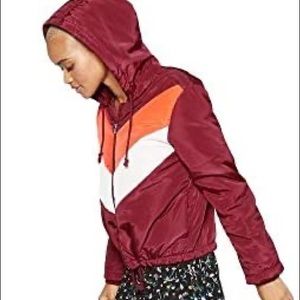 Red 70s Style Puffer w Chevron Detail- M